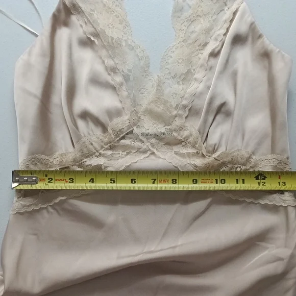 Abercrombie & Fitch Cream Satin Lace Midi Maxi Slip Dress Side Zipper Size XS - Picture 11 of 14